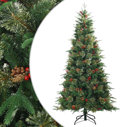 vidaXL Artificial Hinged Christmas Tree Green 210 cm PVC, PE and Steel 2