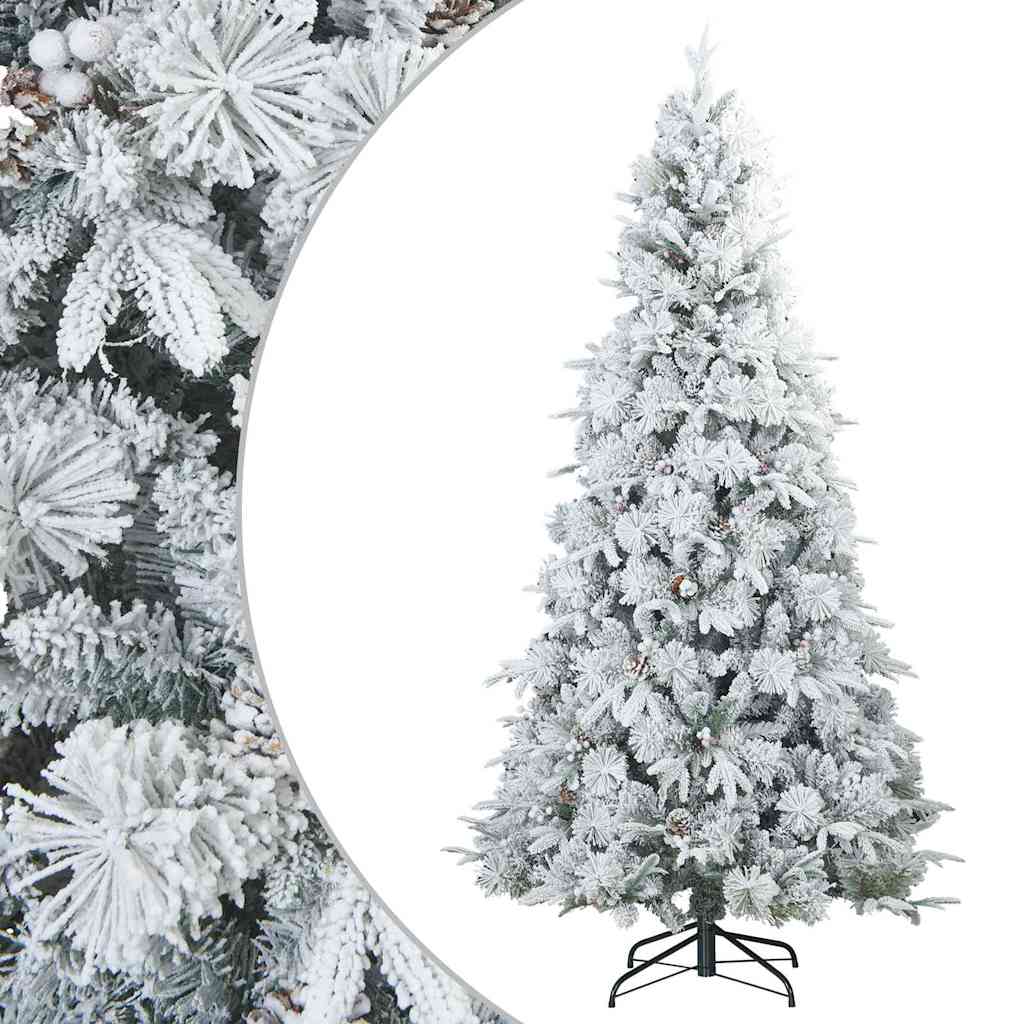 vidaXL Artificial Hinged Christmas Tree Snow Flocked White 180 cm 2
