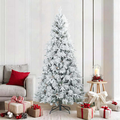 vidaXL Artificial Hinged Christmas Tree Snow Flocked
