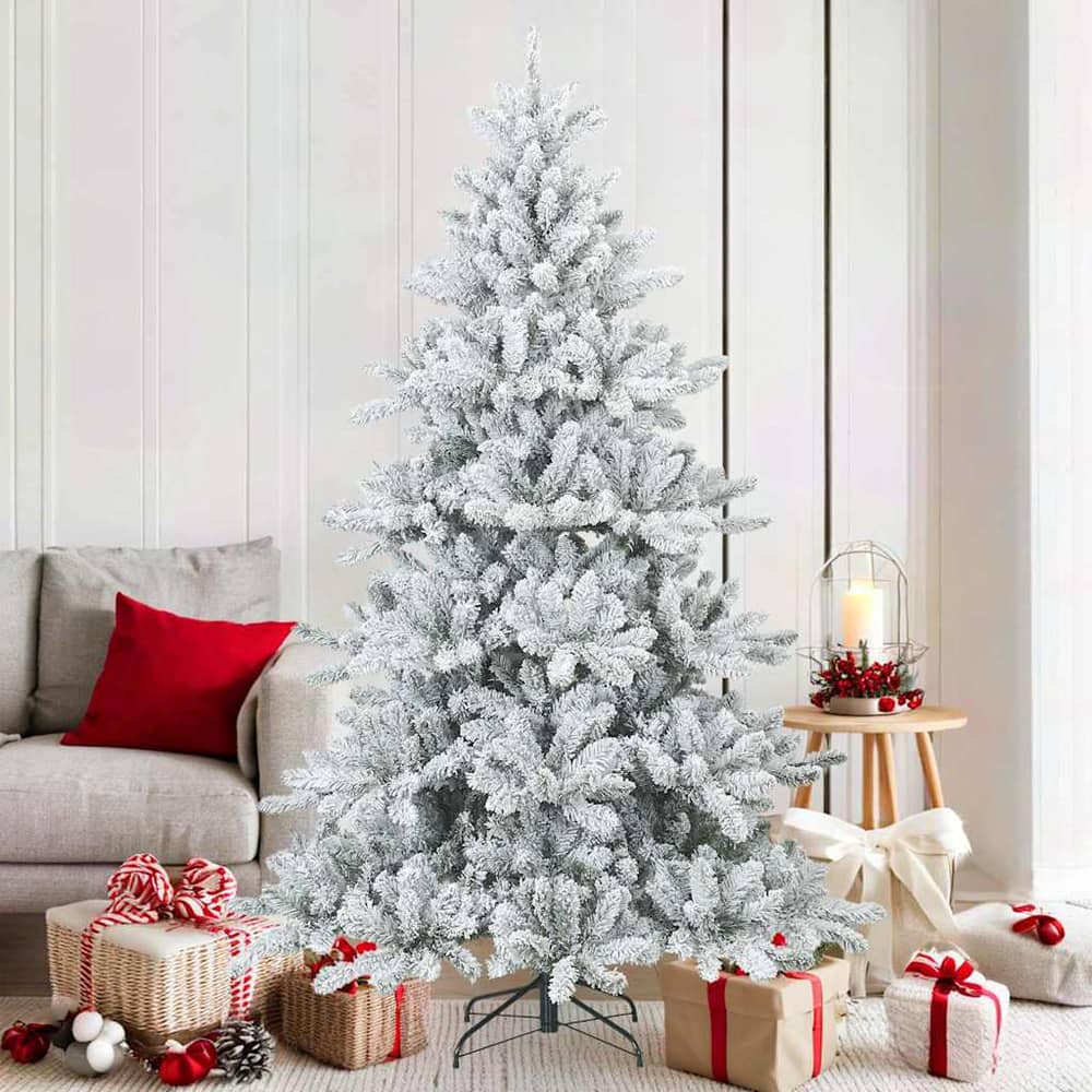 Artificial Hinged Christmas Tree PVC White and green 180 cm
