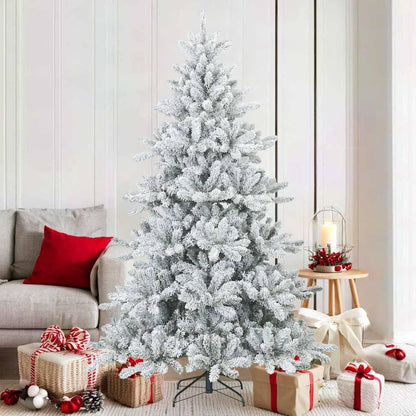 Artificial Hinged Christmas Tree PVC White and green 180 cm