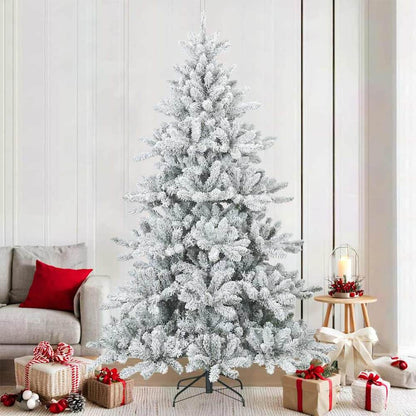 Artificial Hinged Christmas Tree PVC White and green 210 cm
