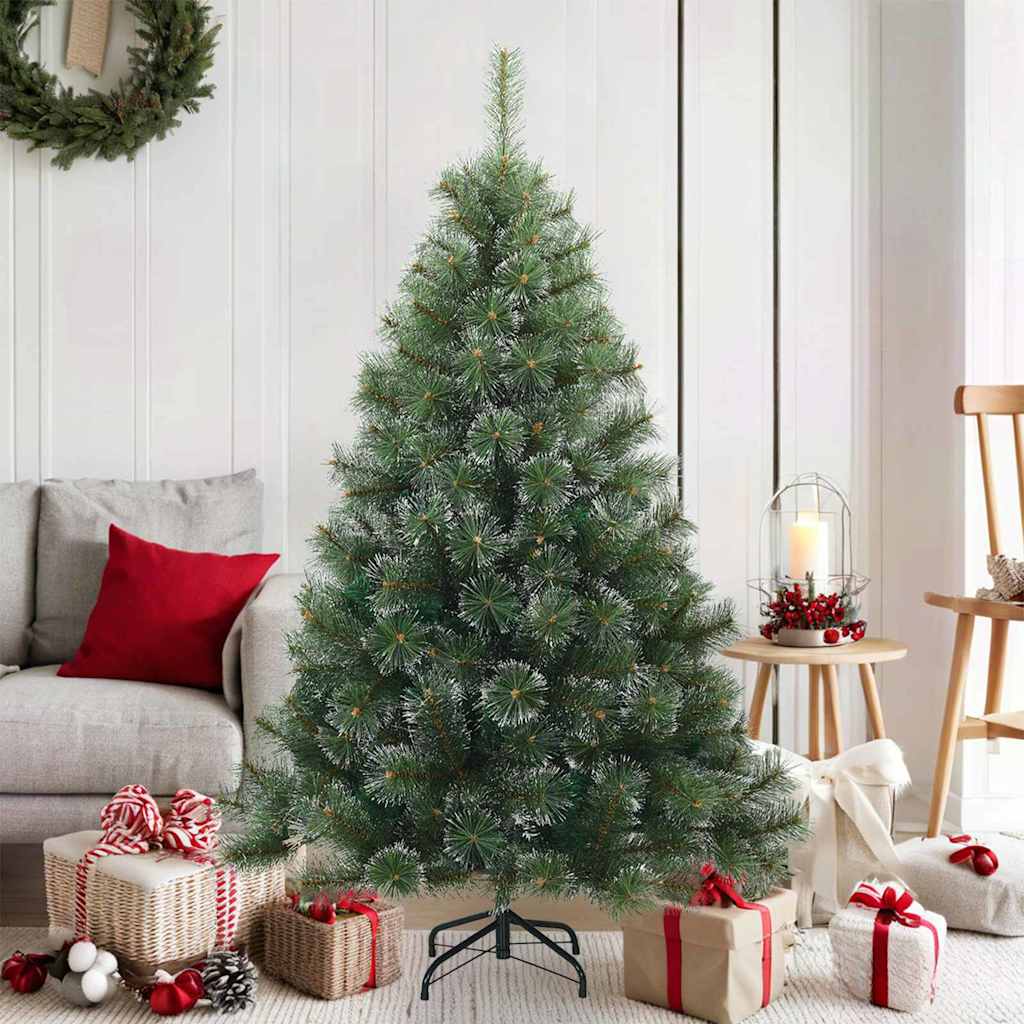 vidaXL Artificial Hinged Christmas Tree Snow Flocked Green 150 cm 1