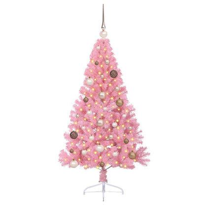 vidaXL Artificial Pre-lit Christmas Tree with 150 LEDs Pink 150 cm PVC 3