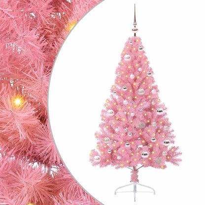 vidaXL Artificial Pre-lit Christmas Tree Pink 150 cm PVC 1