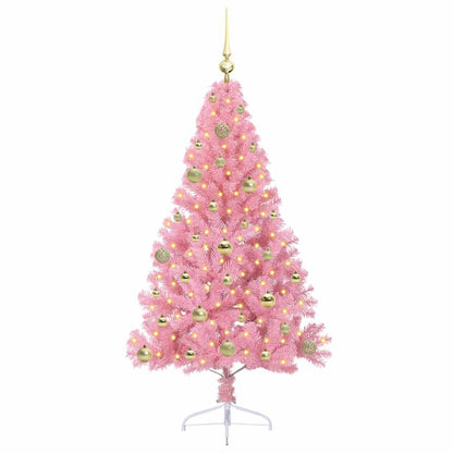 vidaXL Artificial Pre-lit Christmas Tree with 150 LEDs Pink 150 cm PVC 3