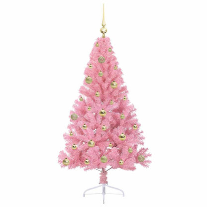 vidaXL Artificial Pre-lit Christmas Tree with 150 LEDs Pink 150 cm PVC 4