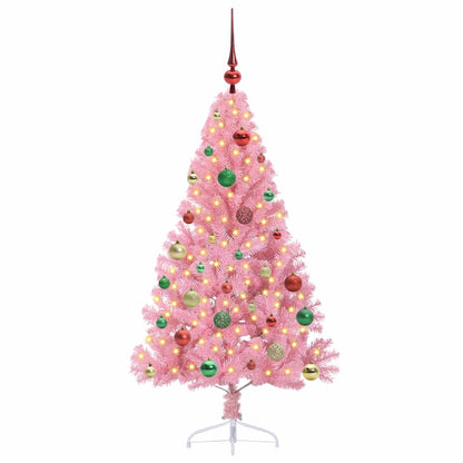 vidaXL Artificial Pre-lit Christmas Tree with 150 LEDs Pink 150 cm PVC 3