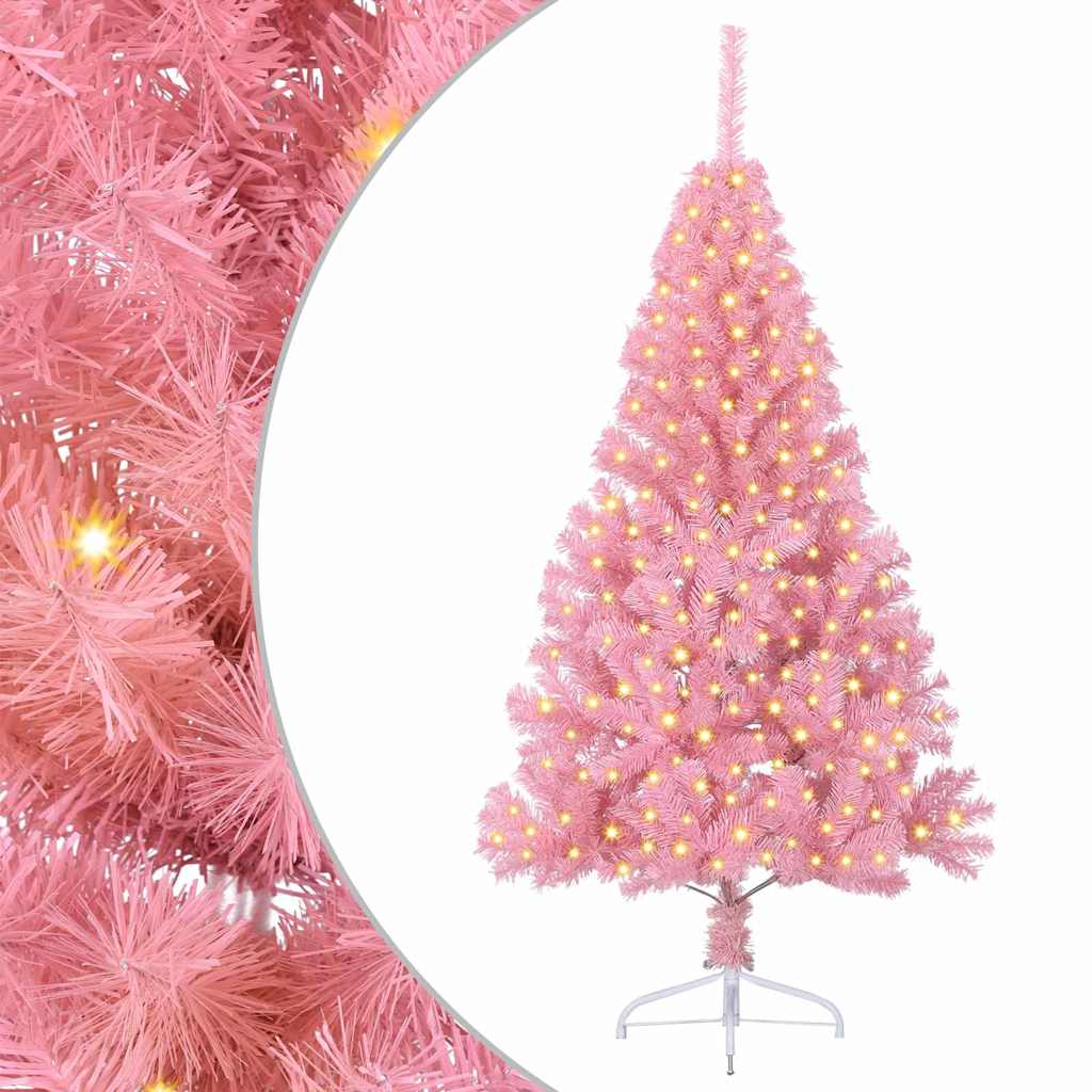 vidaXL Artificial Pre-lit Christmas Tree with 300 LEDs Pink 180 cm PVC 2