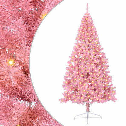 vidaXL Artificial Pre-lit Christmas Tree with 300 LEDs Pink 210 cm PVC 2
