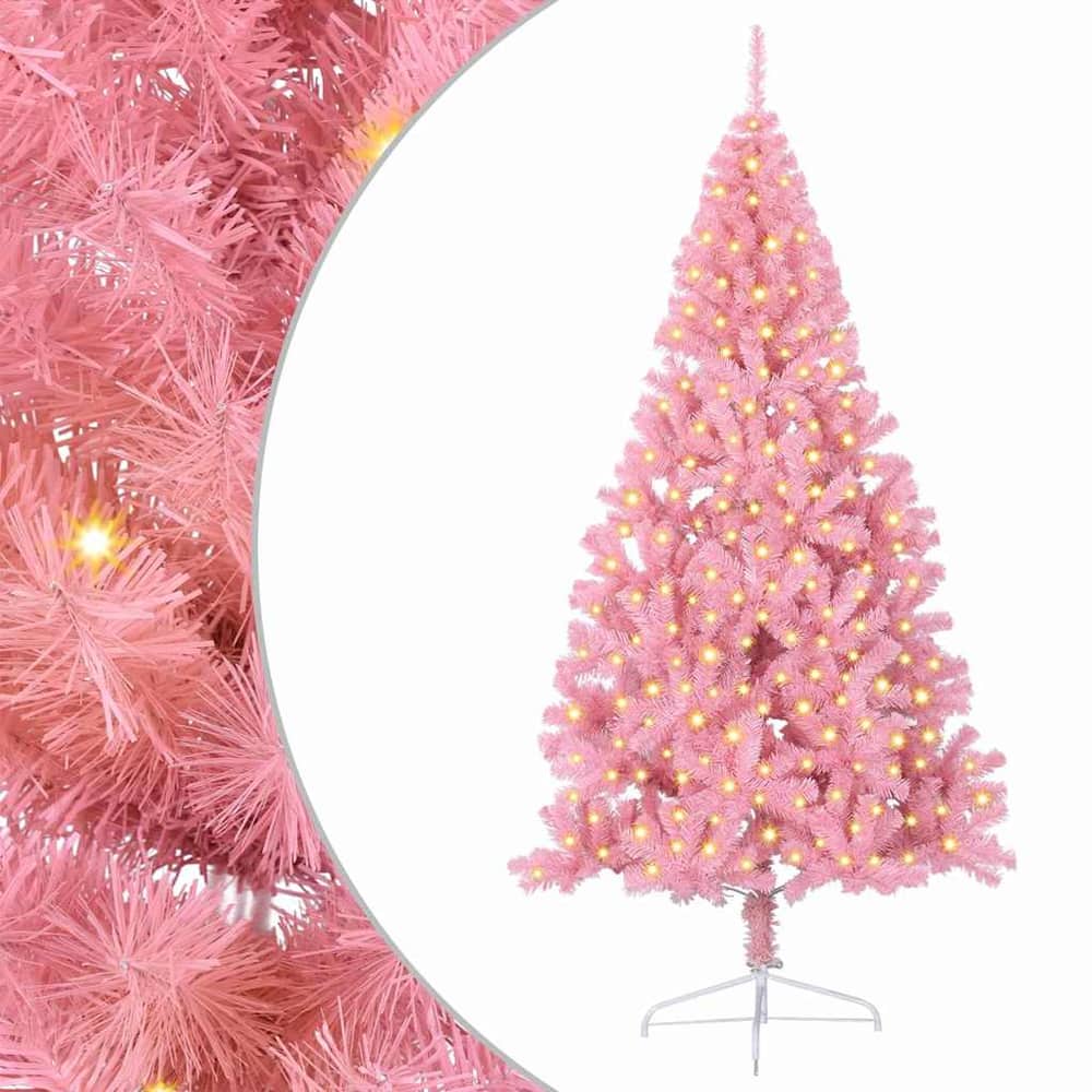 Artificial Pre-lit Christmas Tree PVC 210 cm Pink without baubles