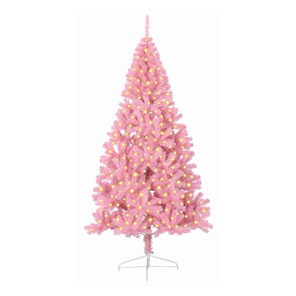 Artificial Pre-lit Christmas Tree PVC 210 cm Pink without baubles
