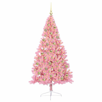 vidaXL Artificial Pre-lit Christmas Tree Pink 210 cm PVC 3