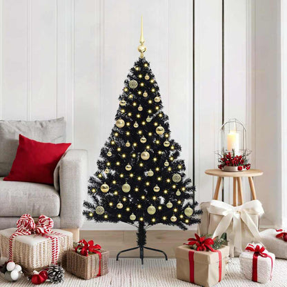 vidaXL Artificial Pre-lit Christmas Tree Black 150 cm PVC 1