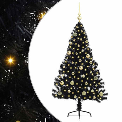 vidaXL Artificial Pre-lit Christmas Tree Black 150 cm PVC 2