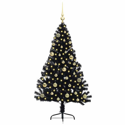 vidaXL Artificial Pre-lit Christmas Tree Black 150 cm PVC 3