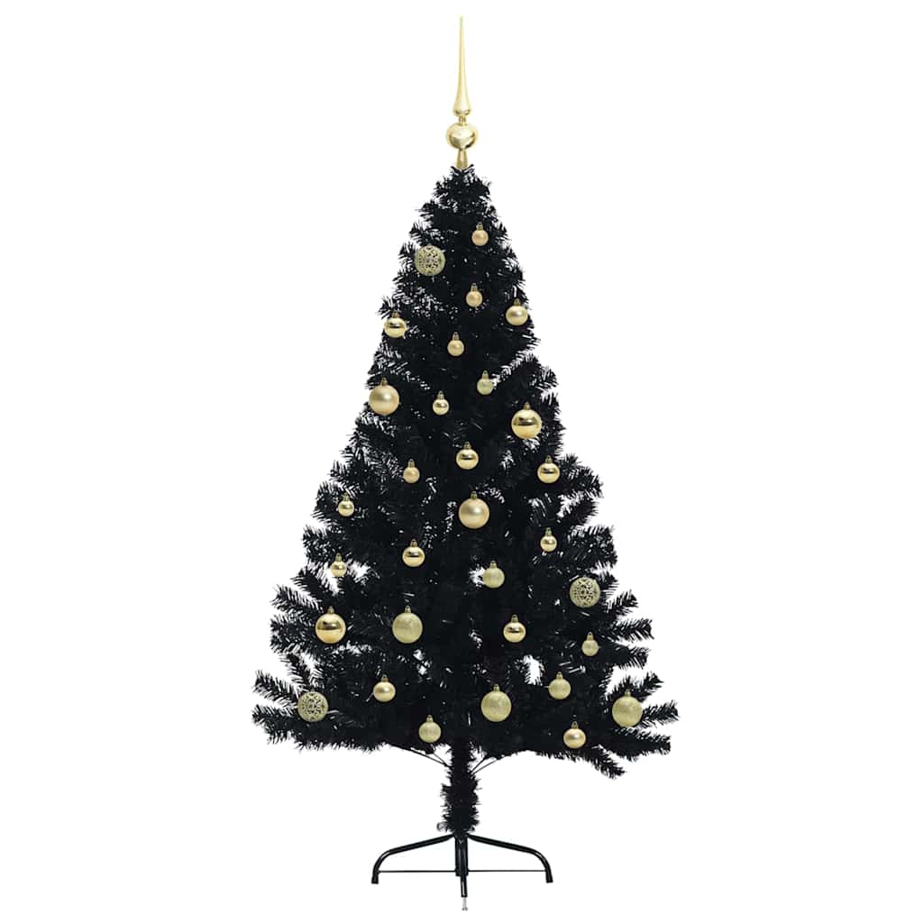 vidaXL Artificial Pre-lit Christmas Tree Black 150 cm PVC 4