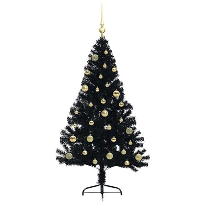 vidaXL Artificial Pre-lit Christmas Tree Black 150 cm PVC 4