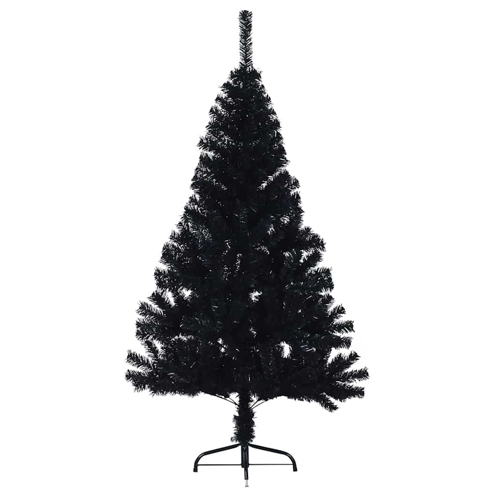 vidaXL Artificial Pre-lit Christmas Tree Black 150 cm PVC 5