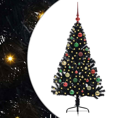 vidaXL Artificial Pre-lit Christmas Tree Black 150 cm PVC 2
