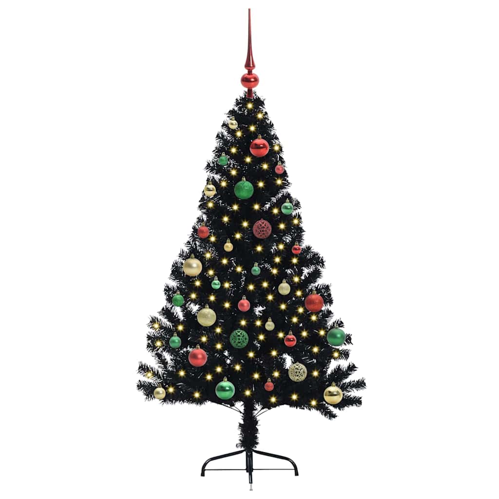 vidaXL Artificial Pre-lit Christmas Tree Black 150 cm PVC 3