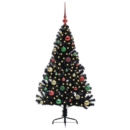 vidaXL Artificial Pre-lit Christmas Tree Black 150 cm PVC 3