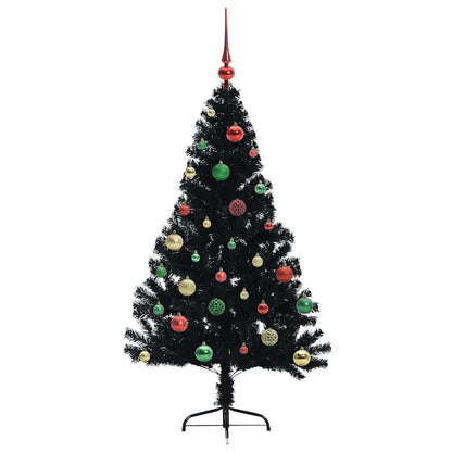 vidaXL Artificial Pre-lit Christmas Tree Black 150 cm PVC 6