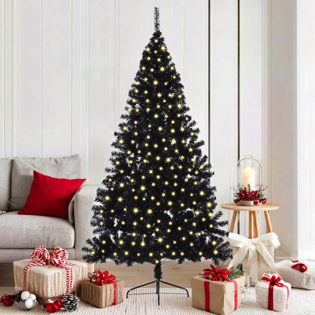 vidaXL Artificial Pre-lit Christmas Tree Black 180 cm PVC 1