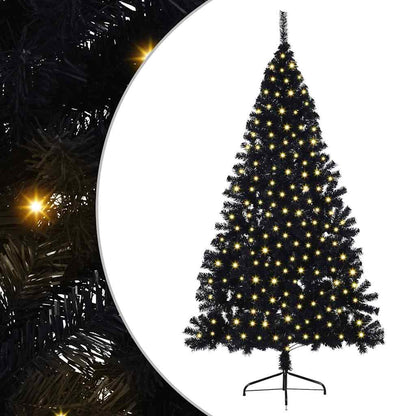 vidaXL Artificial Pre-lit Christmas Tree Black 210 cm PVC 2