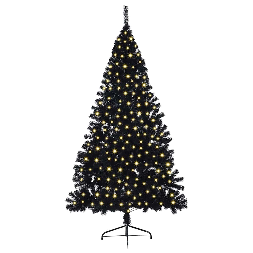 vidaXL Artificial Pre-lit Christmas Tree Black 210 cm PVC 3