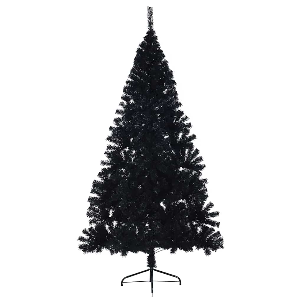 vidaXL Artificial Pre-lit Christmas Tree Black 210 cm PVC 4