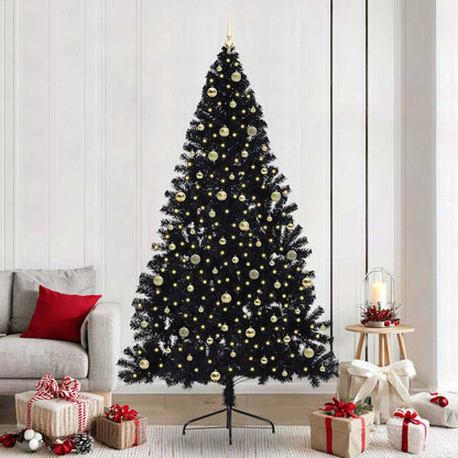vidaXL Artificial Pre-lit Christmas Tree Black 240 cm PVC 1