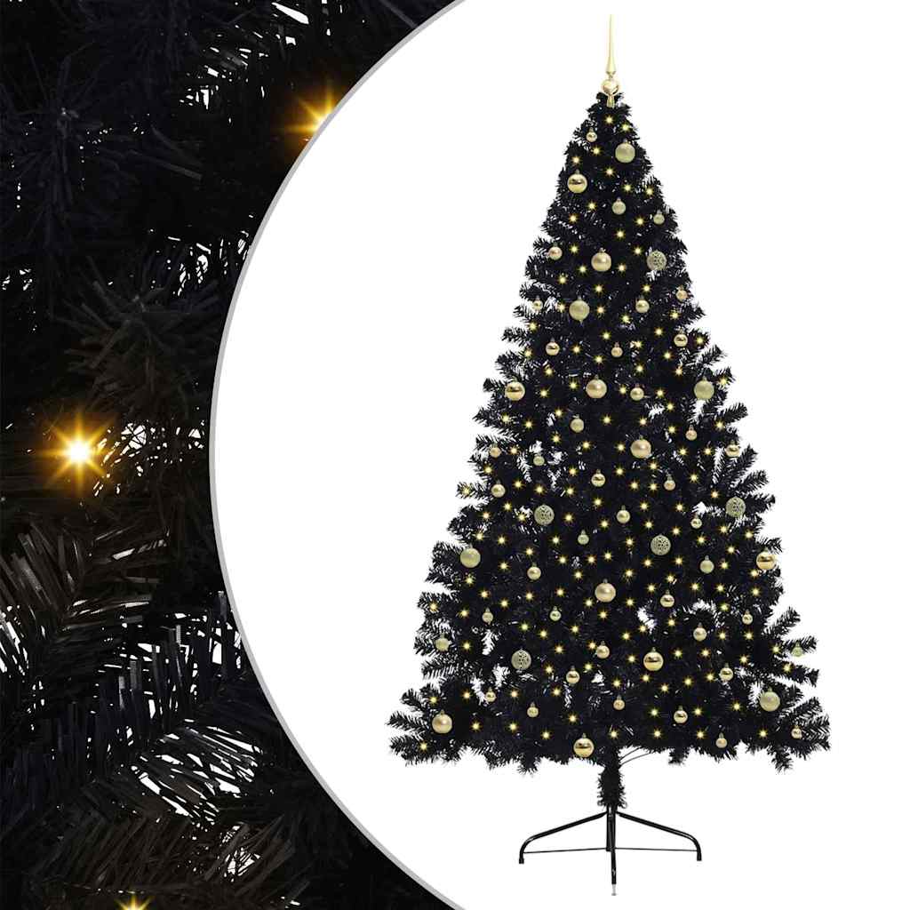 vidaXL Artificial Pre-lit Christmas Tree Black 240 cm PVC 2