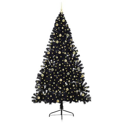 vidaXL Artificial Pre-lit Christmas Tree Black 240 cm PVC 3