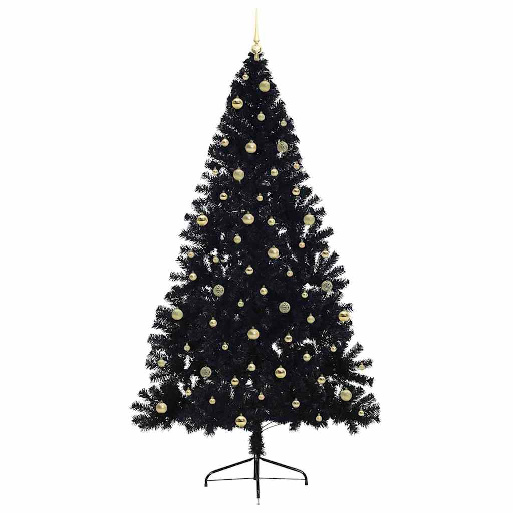 vidaXL Artificial Pre-lit Christmas Tree Black 240 cm PVC 4