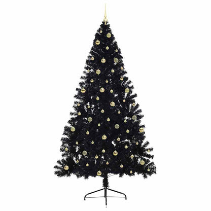 vidaXL Artificial Pre-lit Christmas Tree Black 240 cm PVC 4