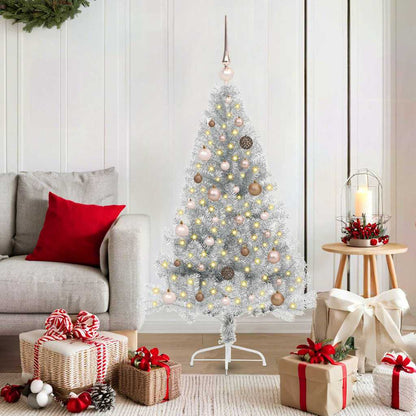 vidaXL Artificial Pre-lit Christmas Tree Silver 150 cm PET 1