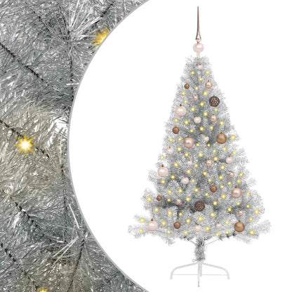 vidaXL Artificial Pre-lit Christmas Tree Silver 150 cm PET 2