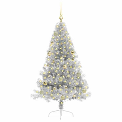 vidaXL Artificial Pre-lit Christmas Tree Silver 150 cm PET 3