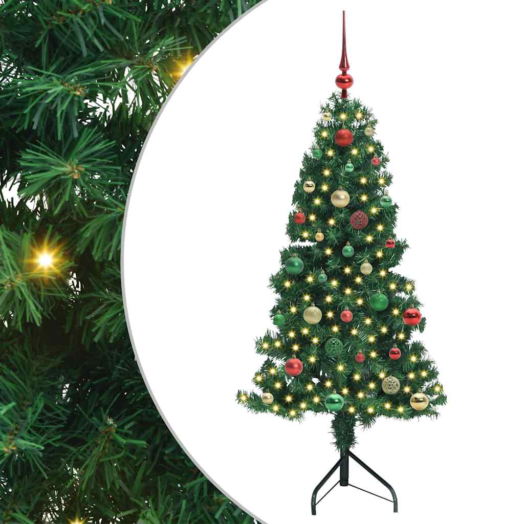 vidaXL Corner Artificial Christmas Tree Green 150 cm PVC and Metal 2