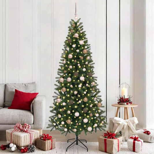 vidaXL Artificial Christmas Tree with 300 LEDs Green 210 cm PE and PVC 1