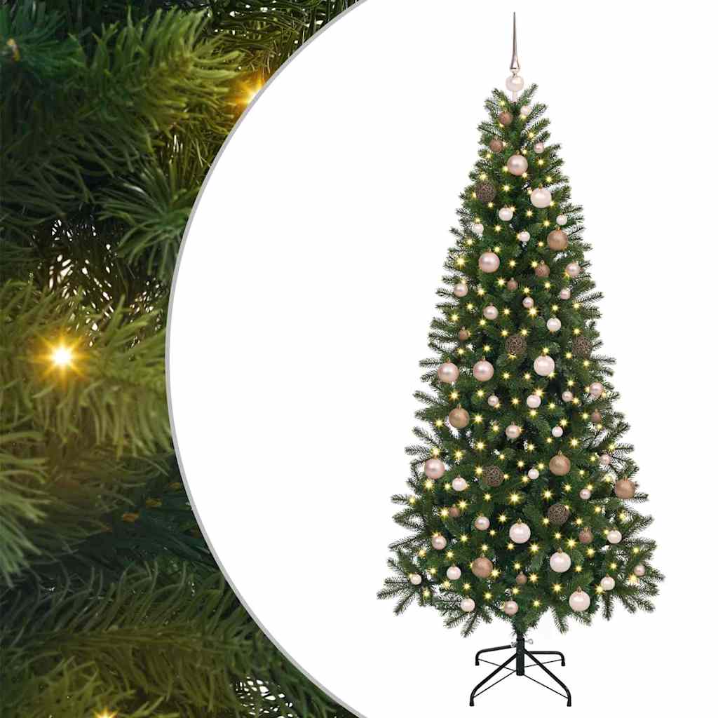 vidaXL Artificial Christmas Tree with 300 LEDs Green 210 cm PE and PVC 2