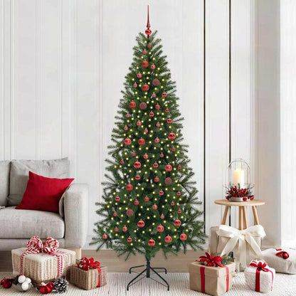 Artificial Christmas Tree Green PE and PVC 210 cm with LEDs &red balls