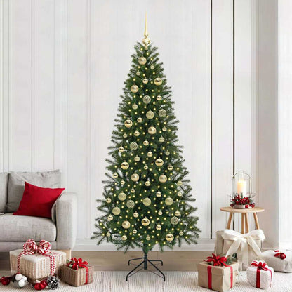 Artificial Christmas Tree Green PE and PVC 210 cm with LEDs &gold balls