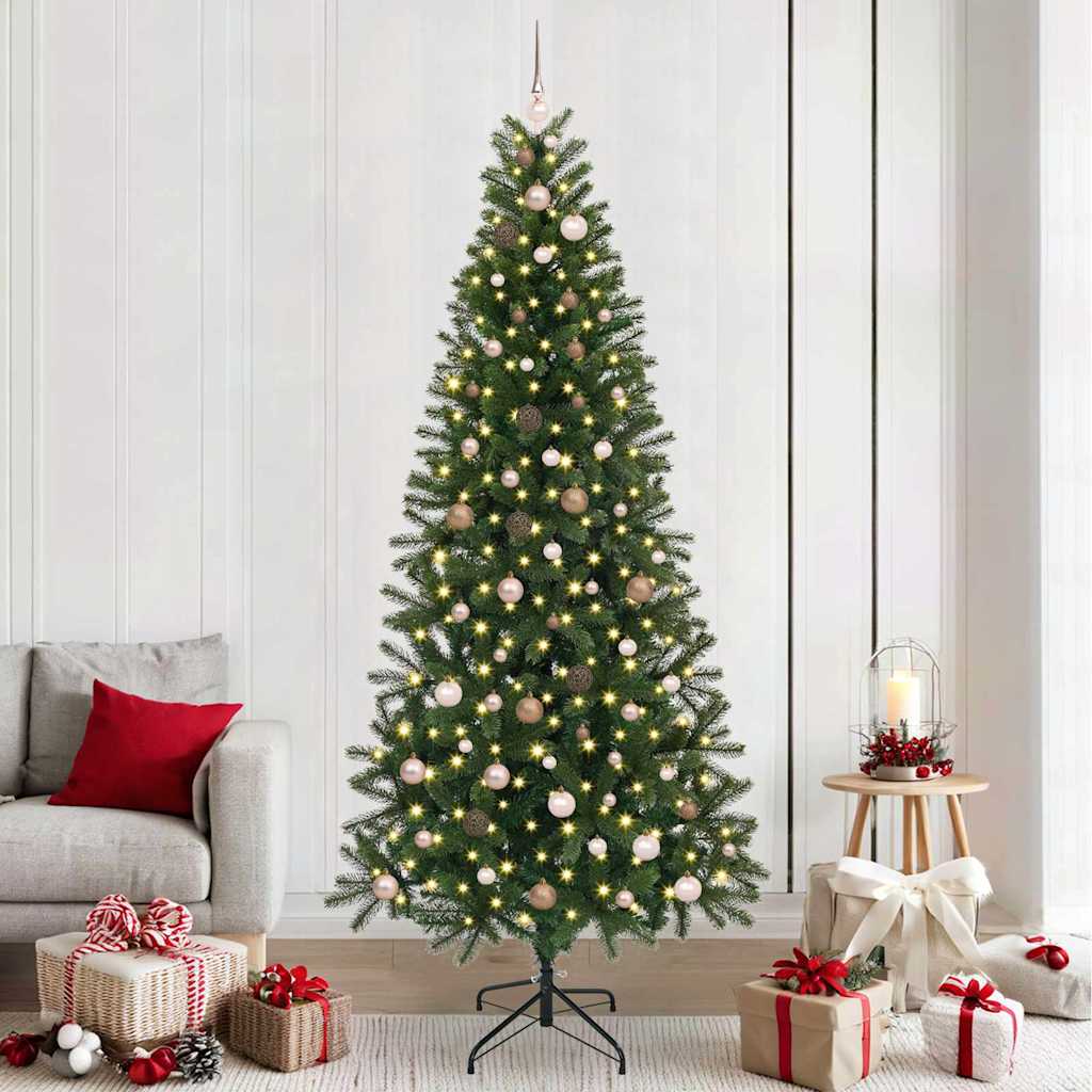 vidaXL Artificial Christmas Tree with 300 LEDs Green 240 cm PE and PVC 1