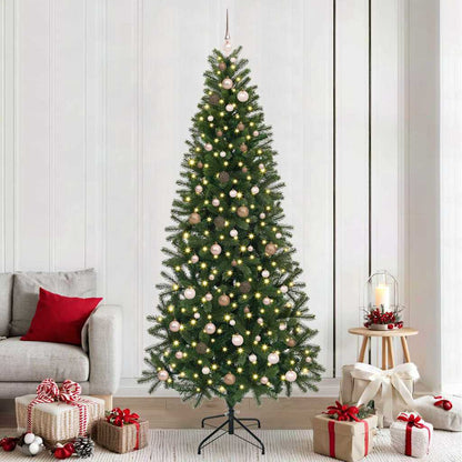 vidaXL Artificial Christmas Tree with 300 LEDs Green 240 cm PE and PVC 1