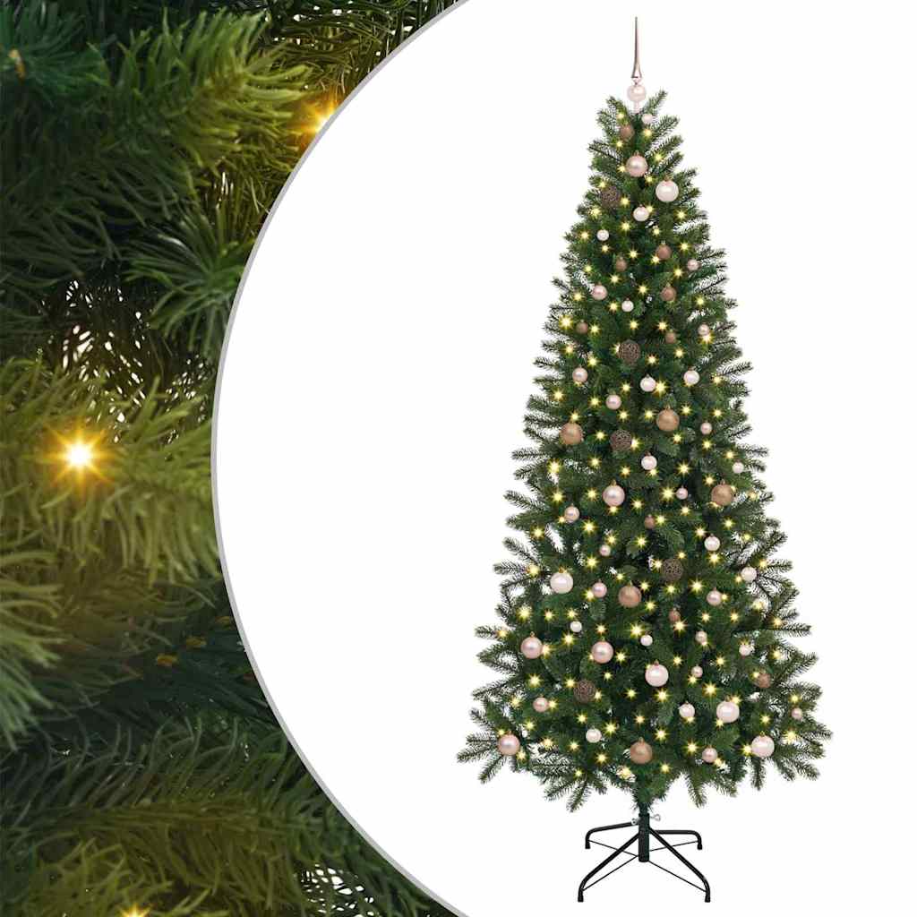vidaXL Artificial Christmas Tree with 300 LEDs Green 240 cm PE and PVC 2
