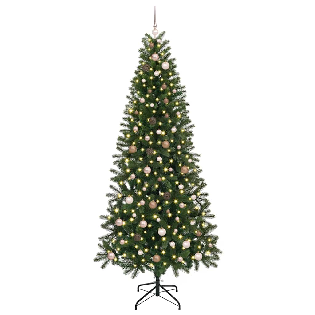 vidaXL Artificial Christmas Tree with 300 LEDs Green 240 cm PE and PVC 3