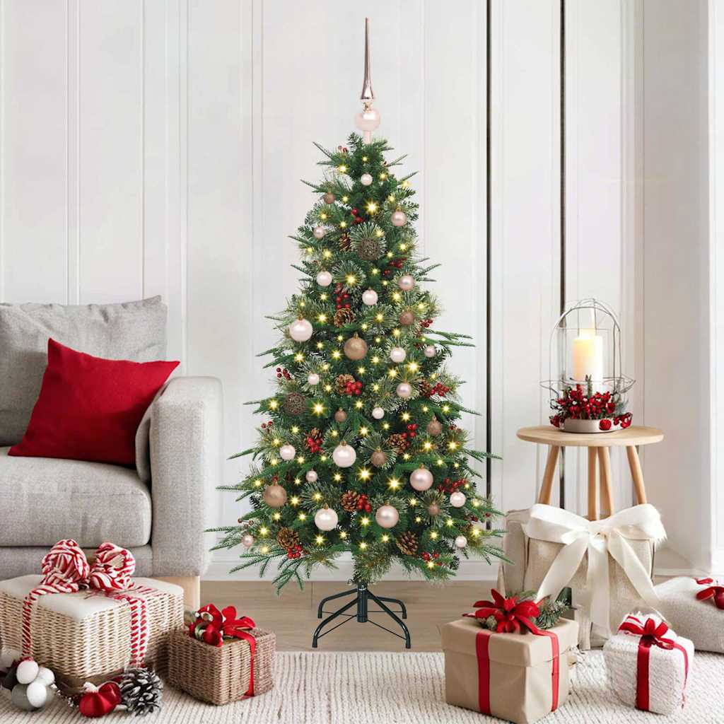 vidaXL Artificial Hinged Christmas Tree Green 150 cm PE and PVC 1