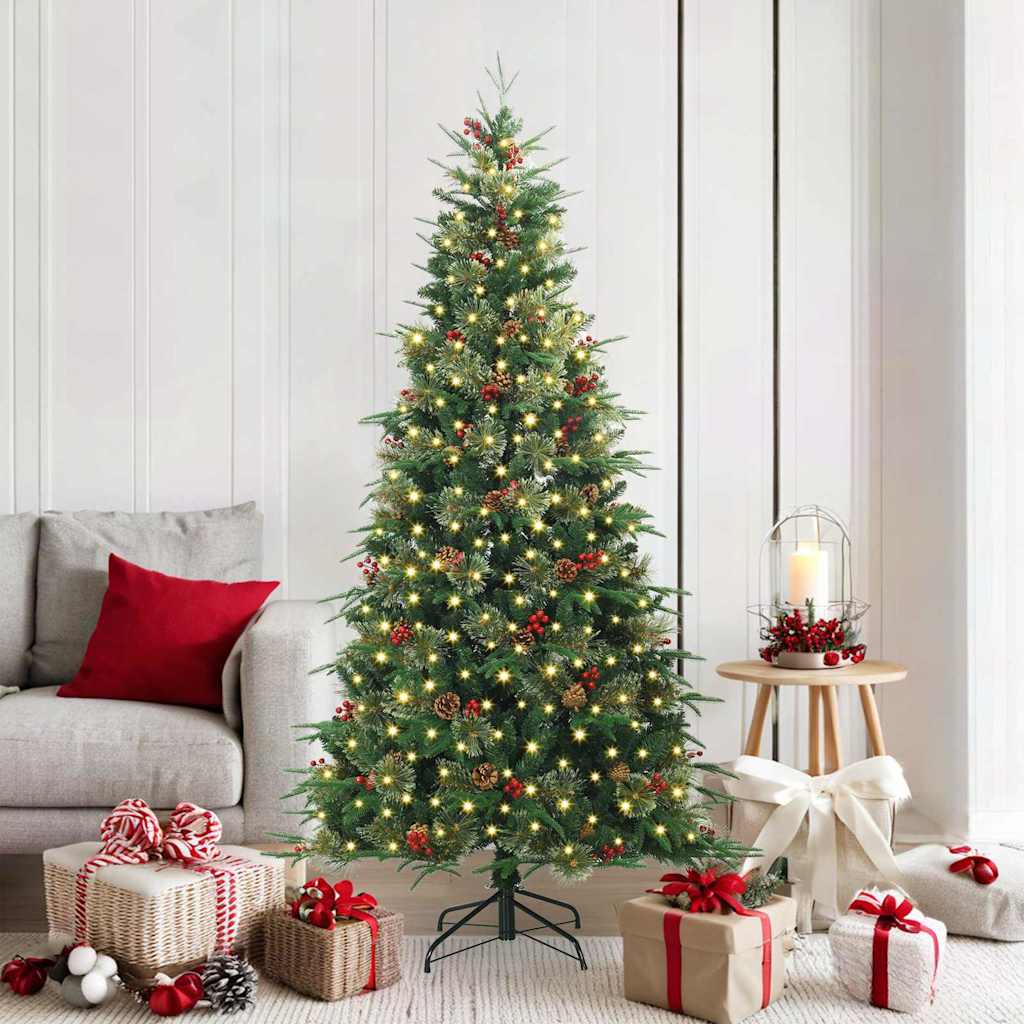 vidaXL Artificial Hinged Christmas Tree Green 180 cm PE and PVC 1